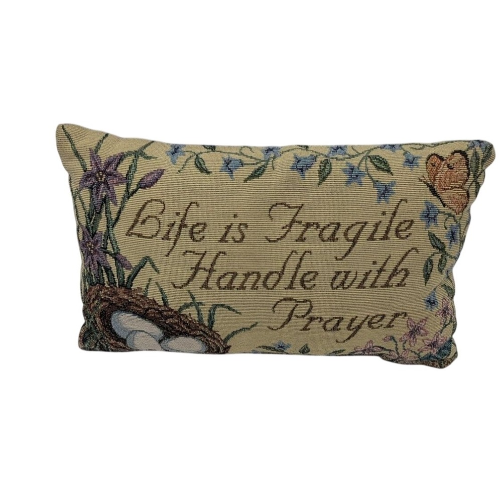 Tapestry Throw PillowLife‎ Is Fragile Handle With Prayer Decorative  accent